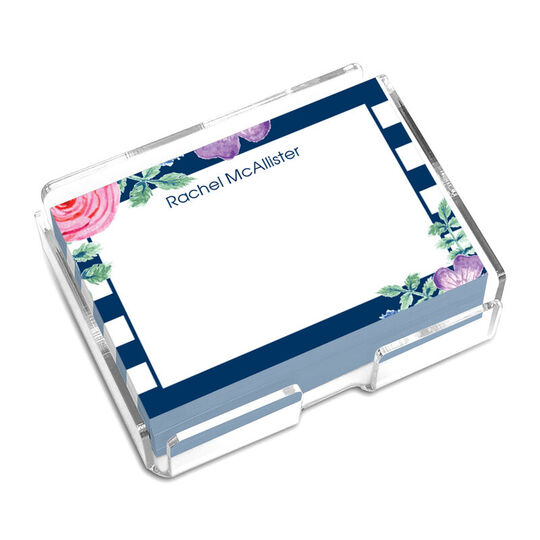 Navy Vintage Flower 4x3 Post-it® Notes